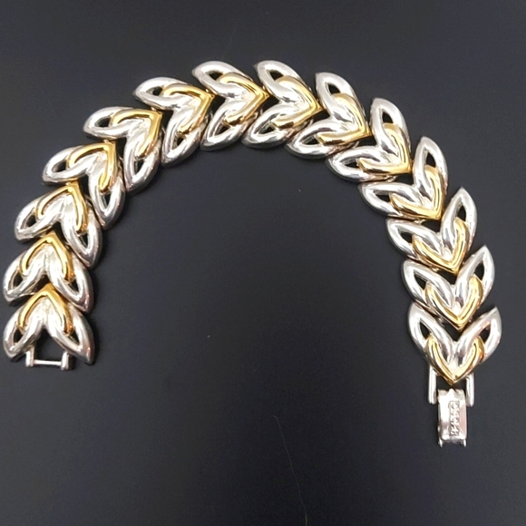 OSCAR Bracelet,  Oscar Two Tone Leaf  Bracelet - Picture 3 of 6